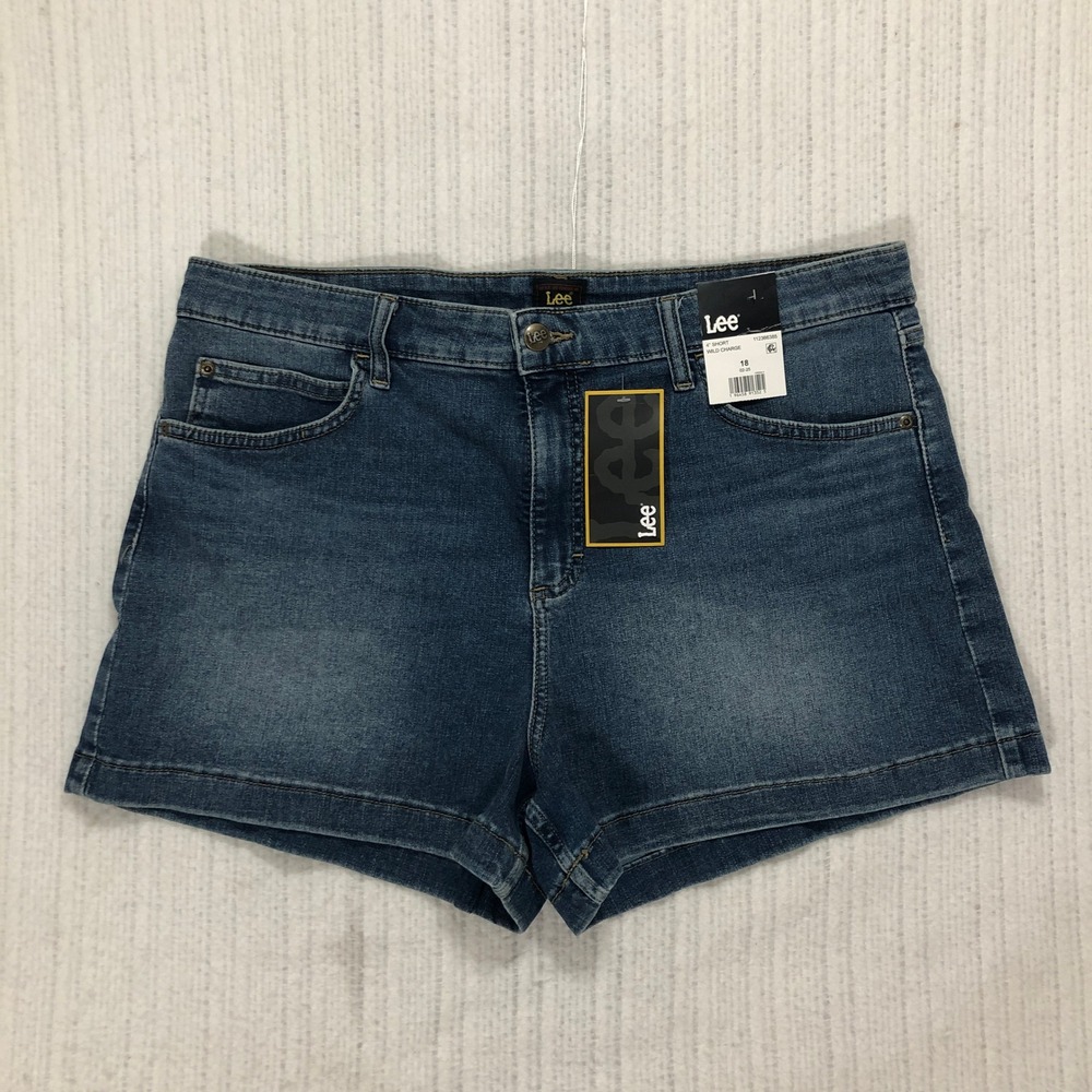 Lee Womens 4" Short Wild Charge Denim‎ Shorts Blue Size 18 NWT